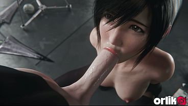 如月ユフィ（ファイナルファンタジー7）巨根の乱暴なフェラチオ - 乱雑な3Dアニメーション [完全ヌードバージョン]