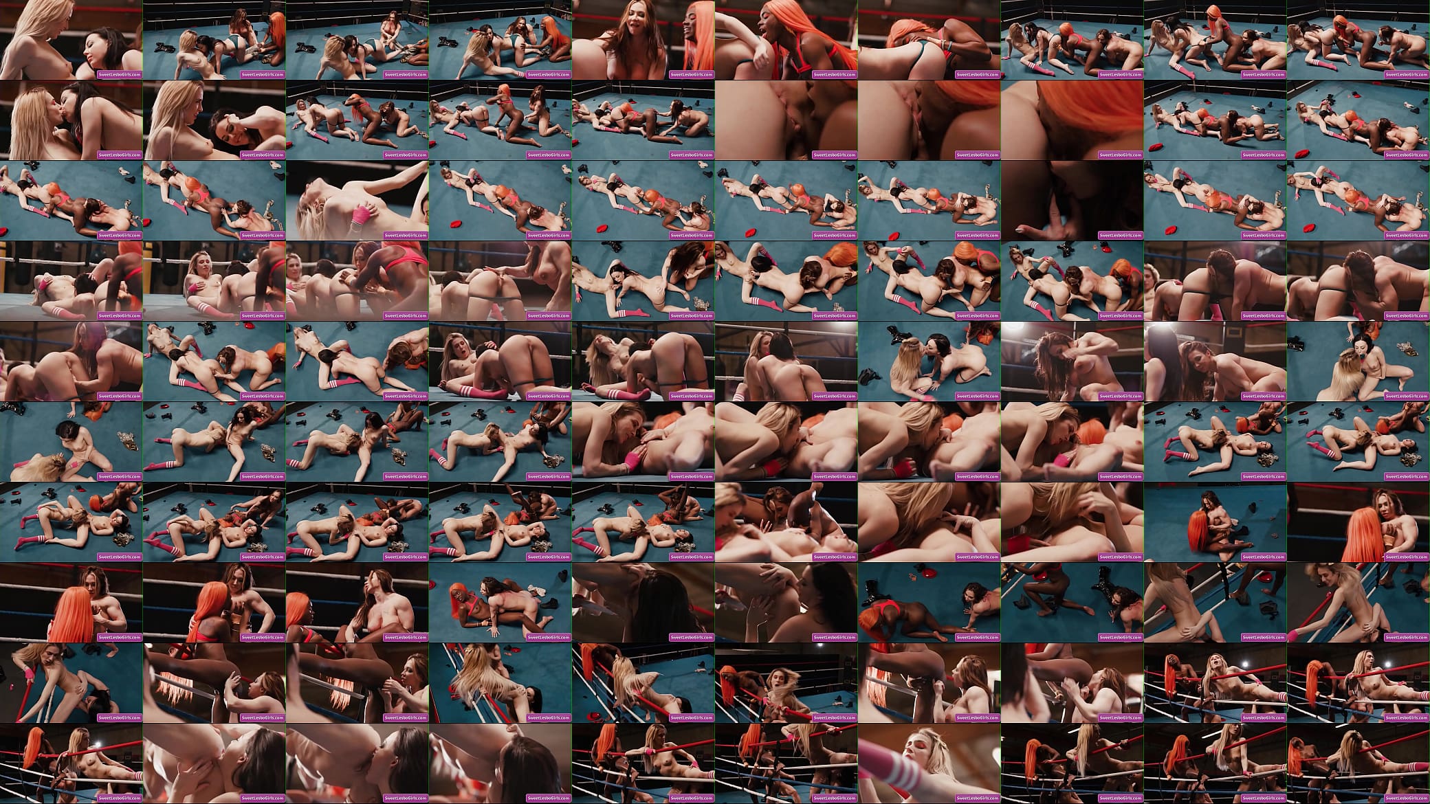 Four naughty lesbo gilrs Aiden Ashley, Ana Foxxx, Whitney Wright, Brandi Mae eating pussy on the wrestling ring 预览图