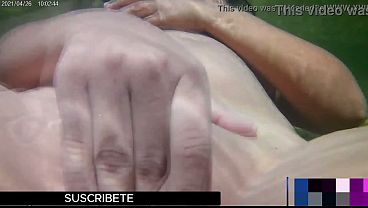 Public masturbation outdoors. Submersible camera records a young horny girl playing with her big pussy in the river completely naked, the very slut wants to fuck in a public river with strangers