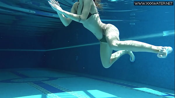 Tiffany blonde perfect round booty teen swims underwater and undresses