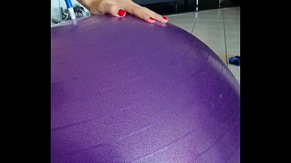 Naked and natural yoga masturbation session for Lety Howl with ball and dildo in her pussy.