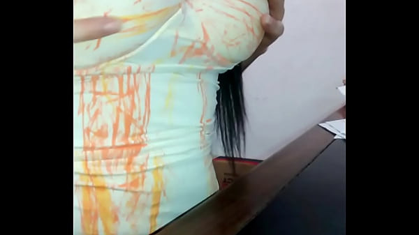 Young girl playing with her tits