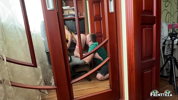 Stepson promised to help StepMom with the computer after Creampie in pussy