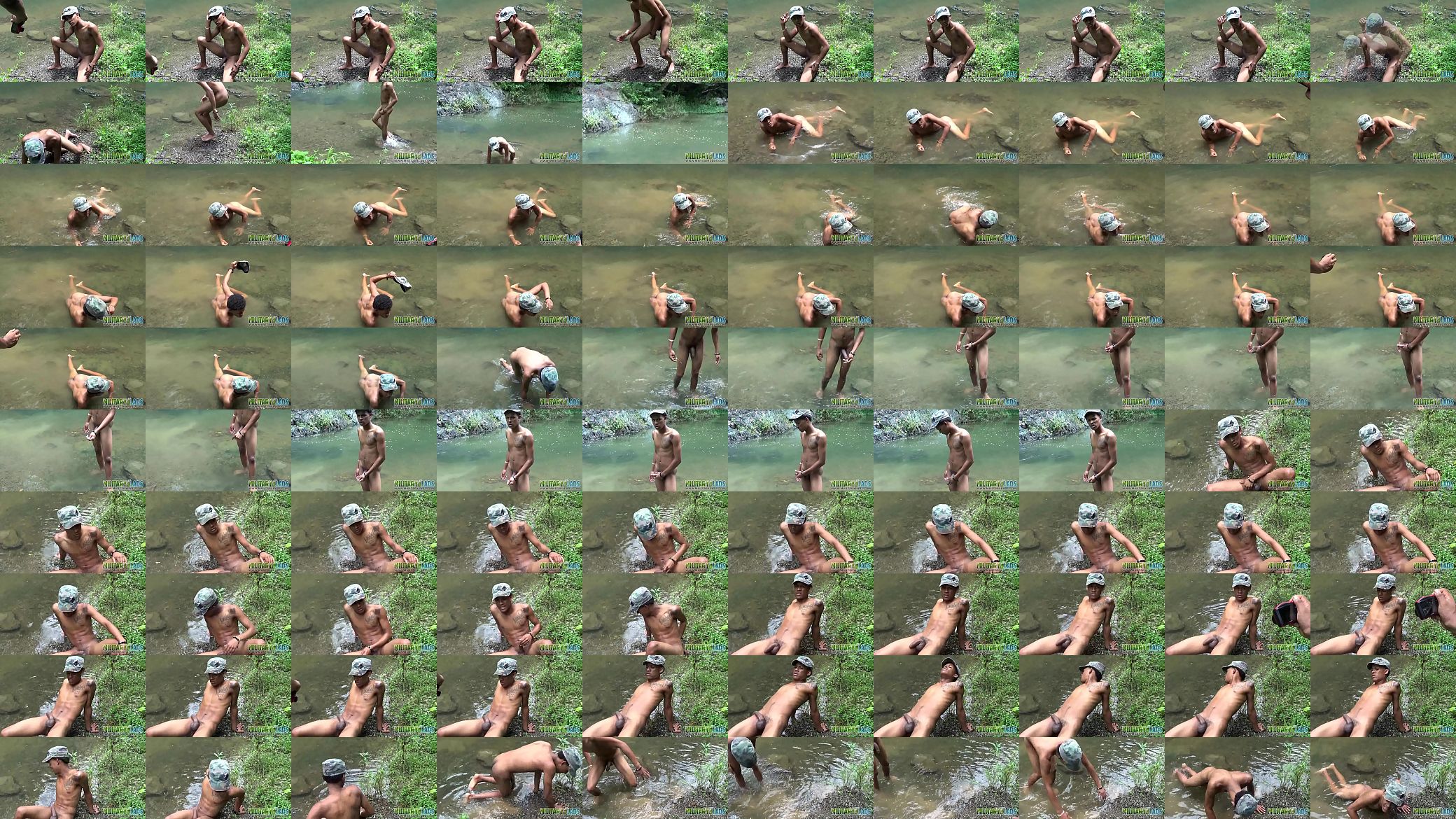 Hot trooper goes for a dip in the stream 预览图