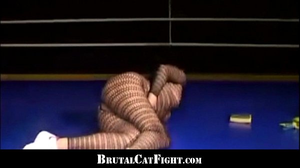 Ring catfight and hardcore fuck with two slutty babes
