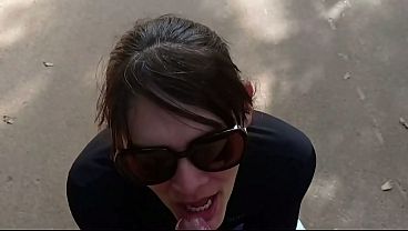 A cheeky girl approaches a man on the street and asks him to suck her dick in a public place!