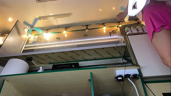 18 yo hot bitch working with no bra and panties during summer festival
