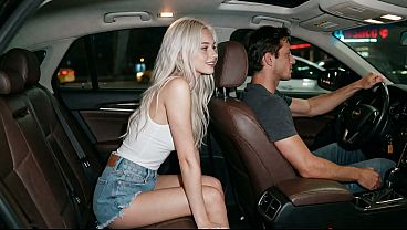 Beautiful young blonde enjoying a huge cock and being fucked in the pussy, they ejaculate in the car - (AI GENERATED VIDEO)
