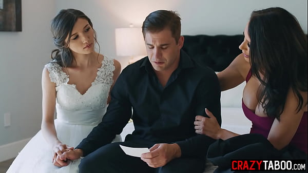 Guy fucked wife and big tits stepmom Reagan Foxx after teen Maya Woulfe caught him kissing boobs