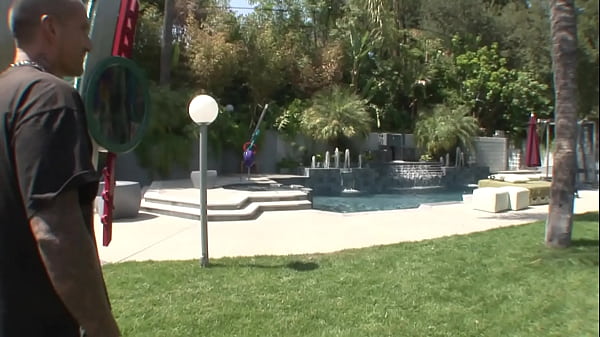 Pretty blonde Latina, Elizabeth Bentley, wearing a sexy maid costume, has sex through a...