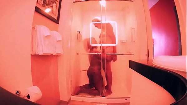 Enjoying a shower in my Waikiki hotel room.