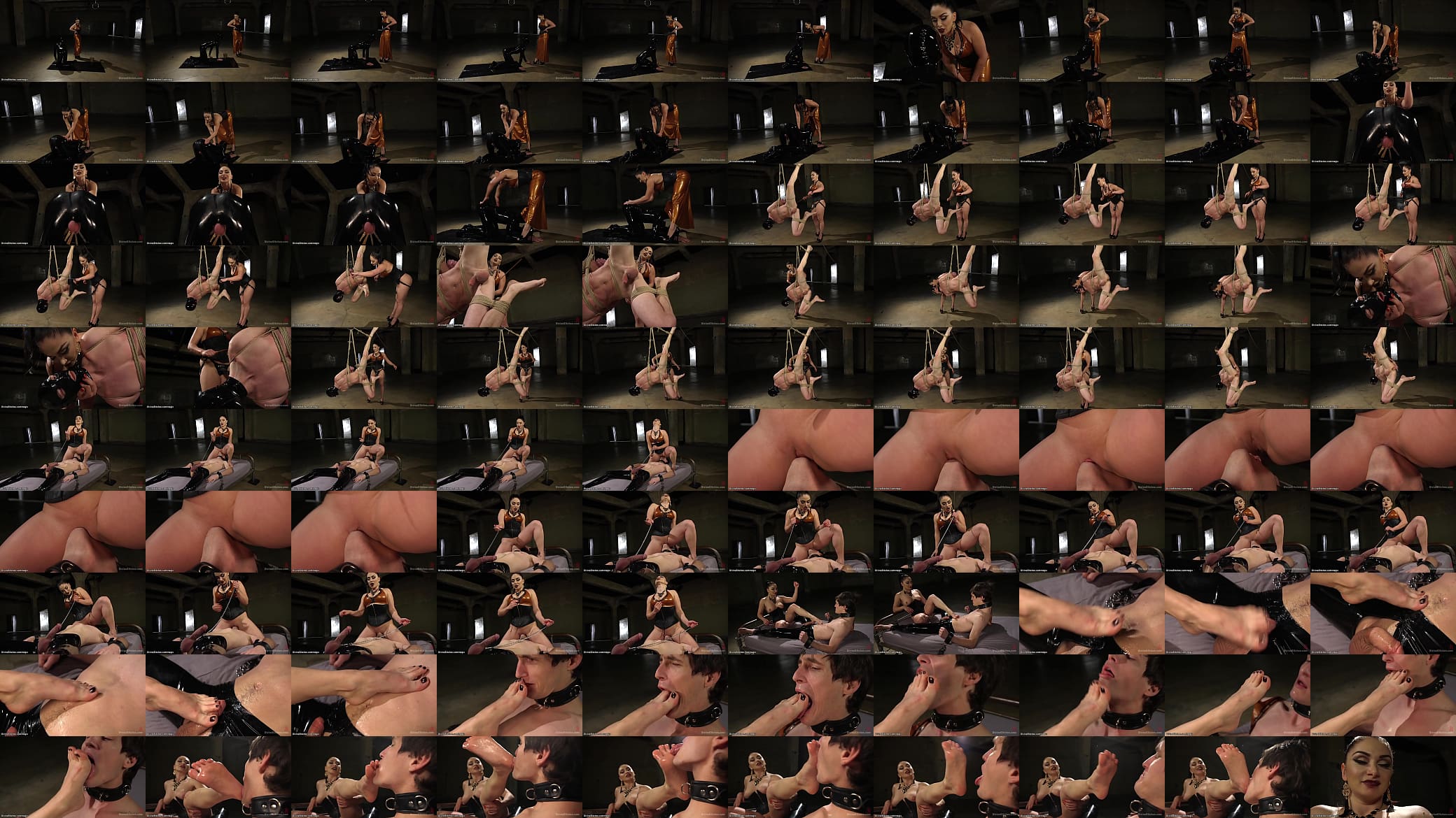 MILF femdom in latex torments gimp 预览图