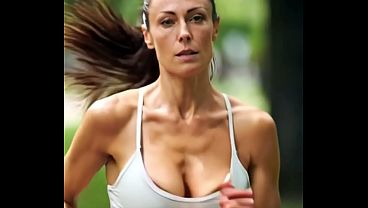 Slutty runner girls Nipple Slip – Huge Saggy Boobs Jiggling NO BRA Part 1 [AI]
