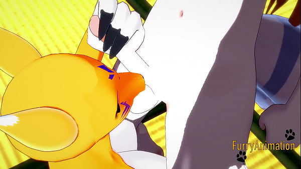 Yaoitube - Digimon Hentai - Taomon & Grey Fox blowjob handjob boobjob and fucked with multiples cumshot 1/2