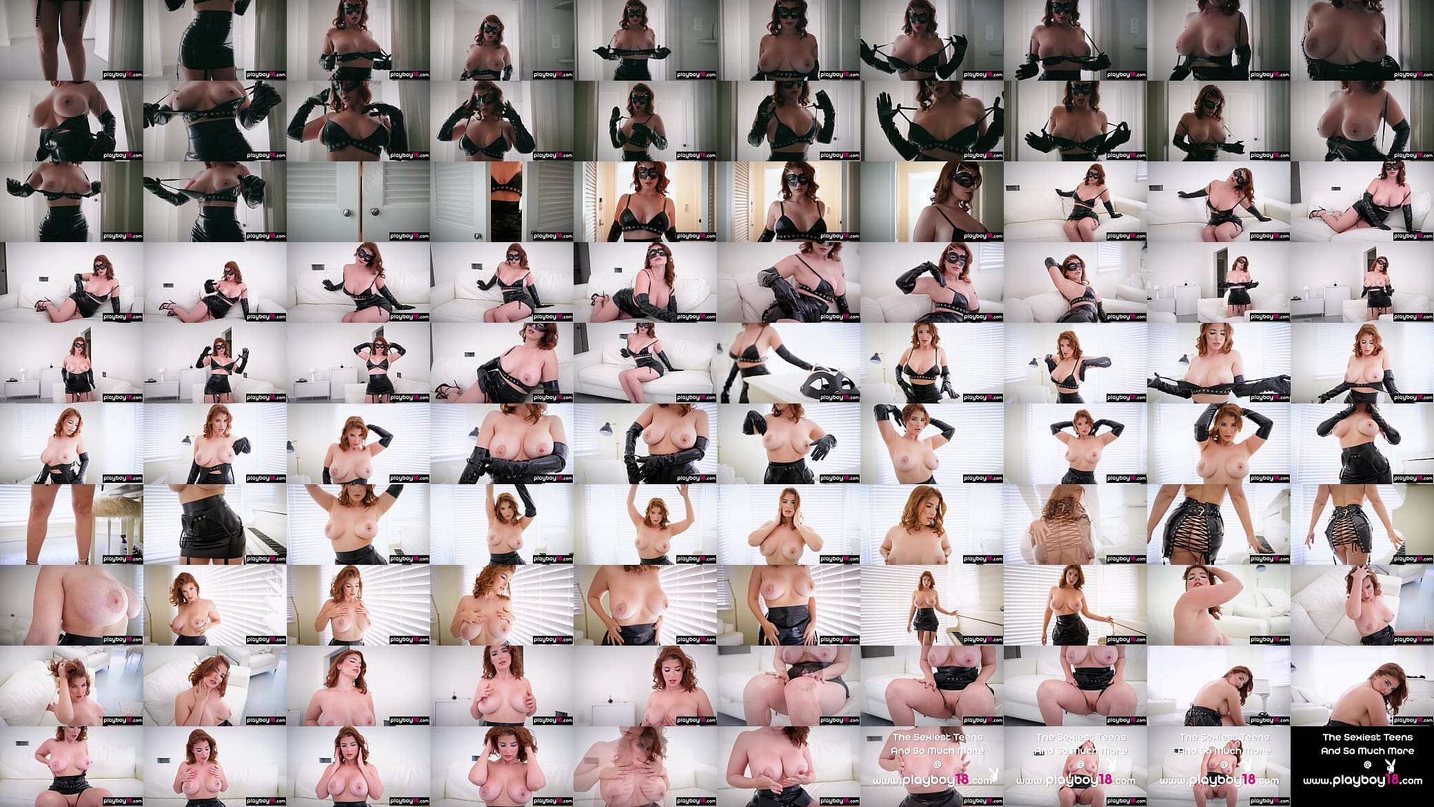 Pierced all natural redhead La Sirena 69 teasing in slutty leather lingerie 预览图
