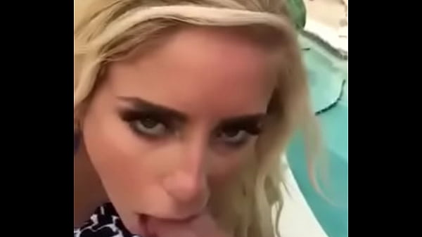 Blonde model fucked poolside