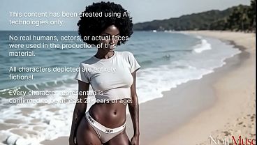 I pleased my stepdaughter trip to beach and my big white cock[AI]
