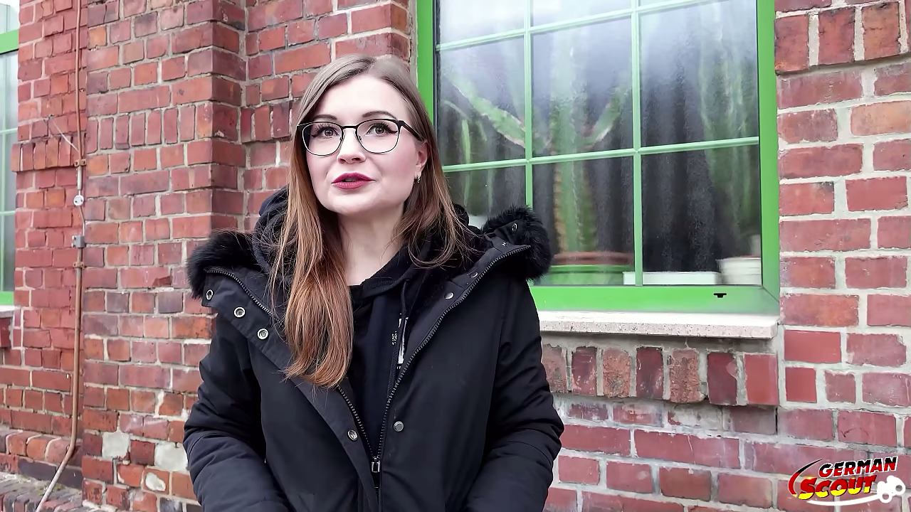 GERMAN SCOUT - German Small glasses student Tiny Emily Pick Up and talk to Casting Fuck