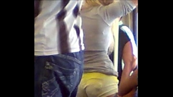 little bitch showing her tail in the subway