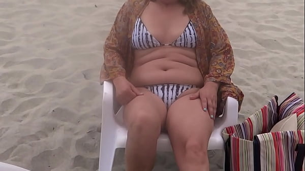 Full video, first time I have sex with stepson on the beach, big cumshot on my hairy pussy