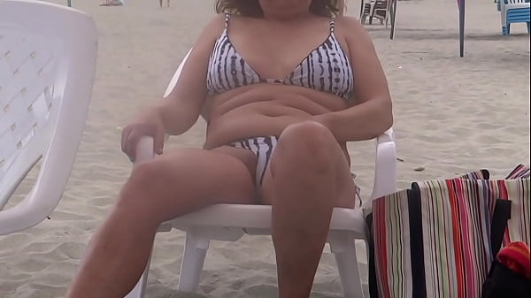 Full video, first time I have sex with stepson on the beach, big cumshot on my hairy pussy