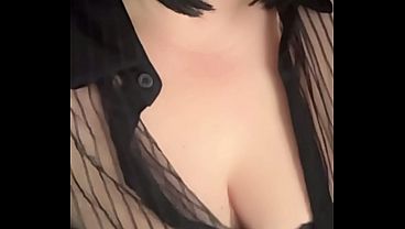 Amaris Vox - Busty MILF Teasing Her Big Tits in See-Through Blouse and Black Lace Bra