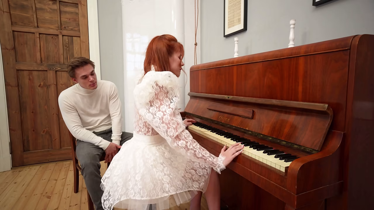 Piano lesson turned filthy &ndash_ teacher gathered courage and pounded my pussy on the chair