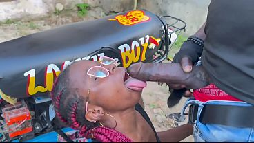 My okada boyfriend cheated and came to confront him but instead we settle it with hot sex on his bike