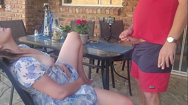 Mutual masturbation Caught my friends wife fingering herself on the patio so i joined her fingering