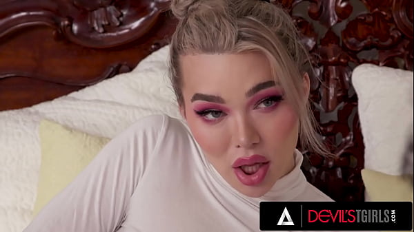 DEVILS TGIRLS - Naughty Gorgeous Trans Emma Rose In Pantyhose Gets Her Ass Pounded Like hell