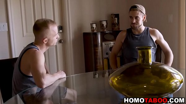 Step uncle talks step nephew into bareback gay sex