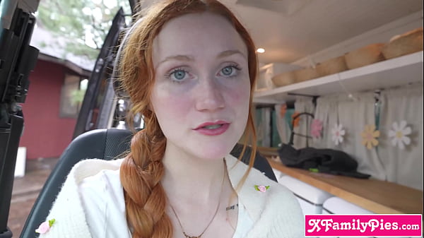 Tiny stepsister teen Scarlet Skies shows off new van on a vlog