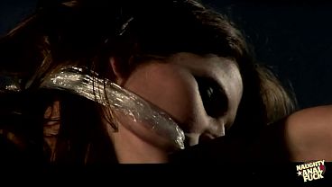 Girlfriend and boyfriend try anal for the first time while their friend watches from outside.