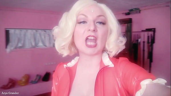 Selfie video - FemDom POV - Strap-on Fuck - Rude Dirty Talk from Latex Rubber Hot Blonde MILF