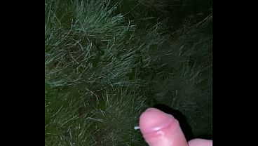 Sexy boy masturbation on woodland public park c...