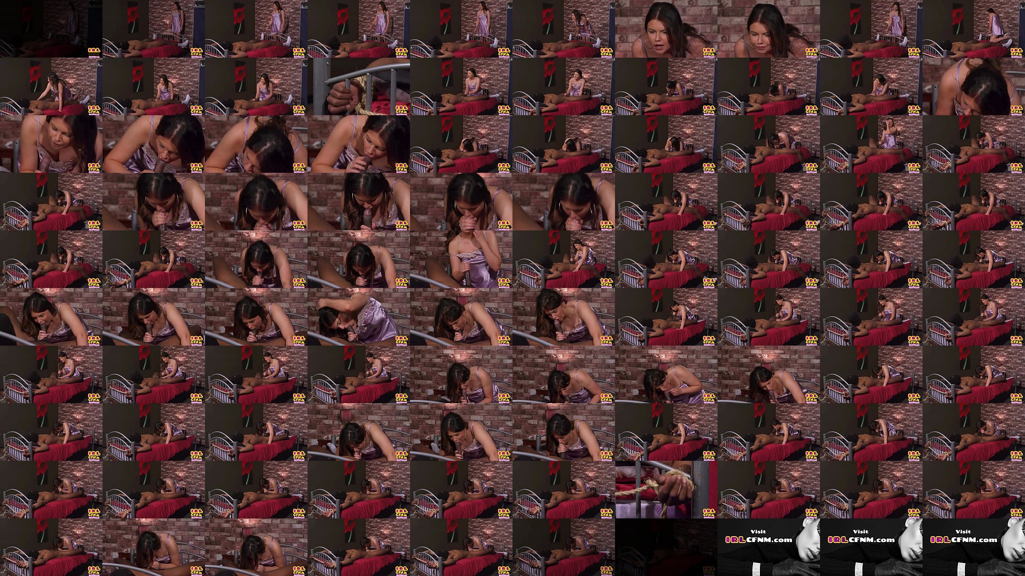 CFNM femdom IR babe in silk nightrobe sucks bondage black BF 预览图