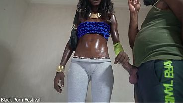 Ebony standing sex my dick in her thigh gap after cameltoe