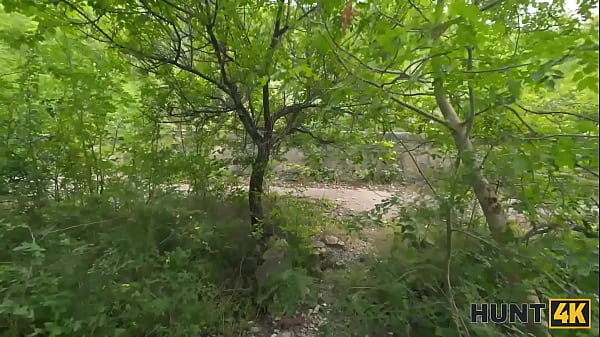 HUNT4K. Hot Russian brunette unleashed herself and fucked in public ruins in front of her BF