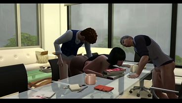 Hot gangbang ate the office with cumslut secretary