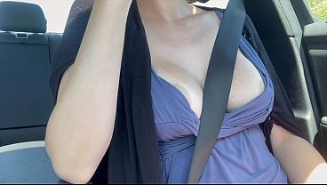 Italian Big Tits Milf Artemisia Love Hot Solo Sexy Car Ride Showing her juicy hoobs
