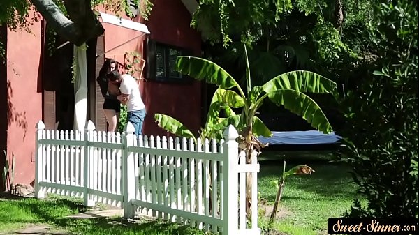 Slutty stepsister doggystyled outdoors