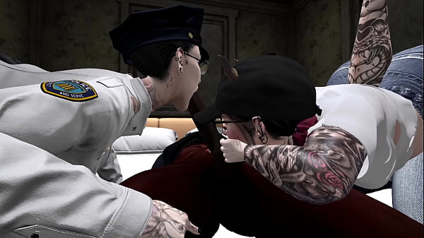 Second Life Black man fucks two white women cops