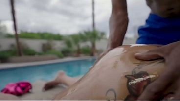 Poolside BBC Orgy with Nasty Slutty Freak
