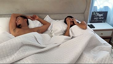 My best friend lets me share a bed with his girlfriend and I end up having sex with her while he's not watching.