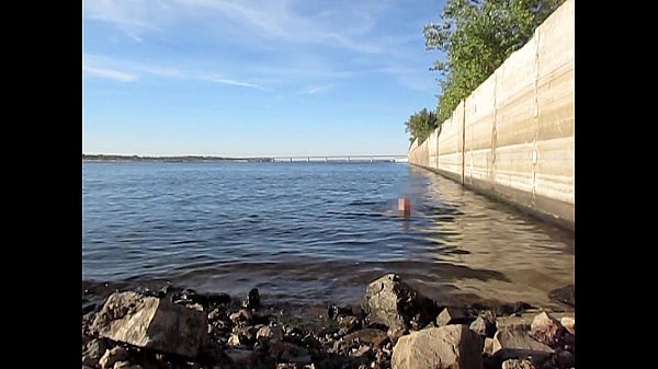 swim with a long 18 inch dildo 45cm deep in ass outdoor