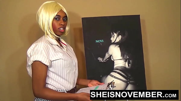 I'm Spreading Slut Secretary Curvy Brown Ass Cheeks In The Office, Cute Young Ebony Admin Sheisnovember Cheeky Undies Pulled Down And Shaved Pussy Spread Wide Open, Kinky Manager Punishing Her Bad Work By Msnovember