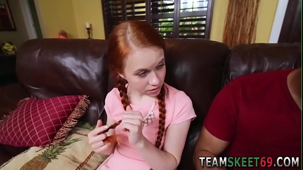 Tiny redhead gets facial