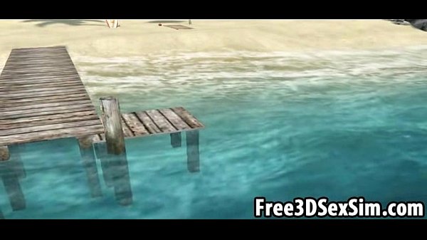 Sexy 3D cartoon ebony honey going skinny dipping