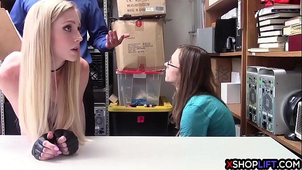 Blonde teen thief got fucked in front of a nerdy BF