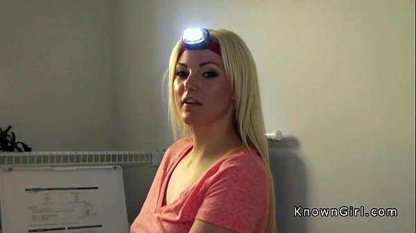 Blonde girlfriend deep throats big dick pov